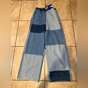 NWT Adidas KSENIASCHNAIDER Patchwork Wide Leg Jeans Womens Size L